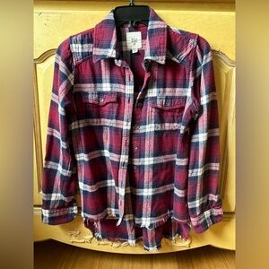 Billabong Burgundy and Navy Plaid Shirt